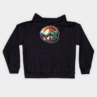 Groovy Psychedelic Peace Sign in Black Kids Hoodie